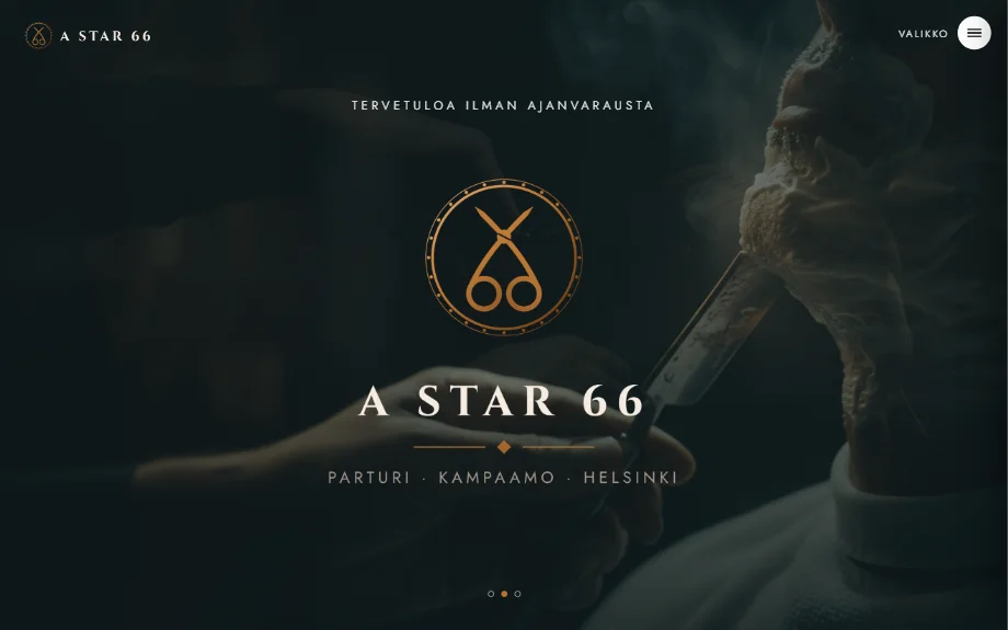 A Star 66:n etusivu: kuparinvärinen saksimerkki tummalla kuvalla.